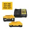 DEWALT 20V MAX Lithium-Ion 6.0Ah and 4.0Ah Battery and Charger Starter Kit + Free Tool (Up to $219 Value)