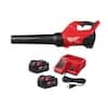 Milwaukee M18 FUEL 120 MPH 500 CFM 18V Brushless Cordless Battery Powered Leaf Blower w/ Two 5.0Ah Batteries and Charger