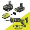 RYOBI ONE+ 18V Lithium-Ion Kit with 2.0 Ah and 4.0 Ah Batteries, Charger, and Free ONE+ 18V Cordless Reciprocating Saw