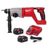 Milwaukee M18 18V Lithium-Ion Brushless Cordless 1 in. SDS-Plus D-Handle Rotary Hammer w/ Two 5.0Ah Batteries & Charger