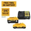 DEWALT 20V MAX Lithium-Ion 6.0Ah and 4.0Ah Battery and Charger Starter Kit + Free Tool (Up to $219 Value)