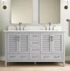 Home Depot Daily Deal:Dennick 60 in. Double Sink Gray Bath Vanity with White Engineered Stone Top(Assembled) $379,More