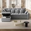 Harper & Bright Designs 96.45" Chenille Modern Modular Sectional Sofa in Gray with Storage Ottoman