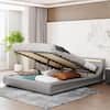 Harper & Bright Designs 65.7 in. W Gray Queen Size Leather Wood and Metal Frame Platform Bed