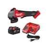 Milwaukee M18 FUEL 18V Lithium-Ion Brushless Cordless 4-1/2 in./5 in. Grinder & Starter Kit w/ 5.0 Ah Battery & Charger