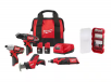 Milwaukee M12 12V Lithium-Ion Cordless 4-Tool Combo Kit with (2) Compact 1.5Ah Batteries and Charger & SHOCKWAVE Bit Set