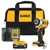 DEWALT ATOMIC 20V MAX Lithium-Ion Brushless Cordless 1/2 in. Variable Speed Impact Wrench w/ Kit 5 Ah Battery & Charger