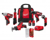 Milwaukee M12 12V Lithium-Ion Cordless 5-Tool Combo Kit w/SHOCKWAVE Titanium Drill Bit Set(15-Piece)