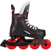 Tour 76mm Kids Boys Girls Adjustable Beginner Inline and Roller Hockey Skates, Black/Red (from Sizes 13J-3)