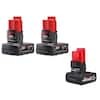 2-Pack Milwaukee M12 12-Volt Lithium-Ion XC Extended Capacity 3.0 Ah Battery & M12 XC High Output 5.0 Ah Battery
