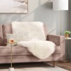 Threshold Faux Fur Pelt Decorative Sofa Throw Blanket Midweight Accent Ivory