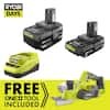 Ryobi One+ 18V Cordless 3-1/4 in. Planer Kit with (1) 2.0 Ah Battery, (1) 4.0 Ah Battery, and Charger