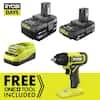 RYOBI ONE+ 18V Cordless 3/8" Impact Wrench Kit w/ 4 Ah Battery, 2Ah Battery, & 18V Charger