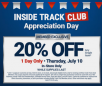 Harbor Freight In-Stores Offer: Inside Track Club Members Only: Any Single Item 20% Off