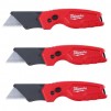 3-Pack Milwaukee FASTBACK Compact Folding Utility Knife w/ General Purpose Blade (48-22-1500PA)