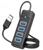 4-Port USB 3.0 Hub ORICO Ultra-Slim Data USB Splitter with 3.28ft Extended Cable (Black)