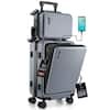 2-Piece TRAVELARIM Gray Hard Carry-On Weekender Luggage Set