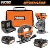 RIDGID 18V Brushless Cordless 2-Tool Combo Kit with Jig Saw, Router, (2) 4.0 Ah Batteries, and Charger