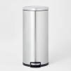 30L Brightroom Stainless Steel Kitchen Trash Can Silver Round Step (Silver)