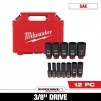 12-Piece Milwaukee SHOCKWAVE 3/8 in. Drive Deep Well 6 Point Impact Socket Set