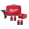 Milwaukee M12 12V Lithium-Ion Cordless 1/4 in. Hex Screwdriver Kit with (4) 1. 5Ah Batteries, Charger and Tool Bag