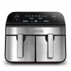 10-Qt. Gourmia Dual Basket Digital Air Fryer with Smart Finish & Match Cook (Black Stainless Steel)