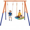 Musment Heavy Duty Metal Swing Set Stand with 32-Inch Saucer & Belt Swing (Style I)