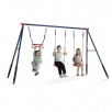 3-Piece Delta Children FunZone Outdoor Metal Swing Set - Includes 2 Swings and 1 Trapeze Bar, Blue/Red