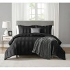 Walmart+ Members: 5-Piece Mainstays Rich Black  Damask Stripe Comforter Set, King, Adult, Unisex