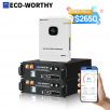 2-Pack ECO-WORTHY Home Backup Power 48V 100Ah Battery+10KW 48V Off-grid Inverter