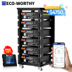 6-Pack ECO-WORTHY 48V 100Ah LiFePO4 Lithium Batteries + Battery Monitor + Server Rack