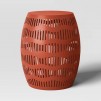 Metal Cutout Round Patio Accent Table Dark Red - Room Essentials