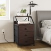 Travison Nightstands with 3 Drawers & Outlets with 2 USB Ports & 2-Tier Open Shelf: Individual $49.99, Set of 2 $93.99