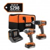 RIDGID 18V Cordless 2-Tool Combo Kit with Drill/Driver, Impact Driver, (2) 2.0 Ah Batteries, and Charger