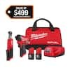 Milwaukee M12 FUEL 12V Lithium-Ion Cordless 3/8 in. Ratchet and 1/4 in. Impact Driver Kit (2-Tool) w/Batteries, Charger