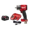Milwaukee M18 FUEL GEN-2 18V Lithium-Ion Brushless Cordless Mid Torque 1/2 in. Impact Wrench F Ring w/5.0Ah Starter Kit