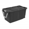 40-Gallon  Sterilite Wheeled Industrial Tote, Rugged Plastic Storage Bin, Latch Lid, Dark Gray