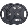 2x45LB Signature Fitness 2-Grip Olympic Cast Iron Weight Plates, 2-Inch Hole,  Black with Silver