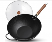 13"  Todlabe Carbon Steel Nonstick Wok Pan with Glass Cover