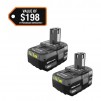 2-Pack RYOBI ONE+ 18V Lithium-Ion 4.0 Ah Battery