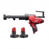 Milwaukee M12 12V Lithium-Ion Cordless 10 oz. Adhesive and Caulk Gun with 2-Pack 3.0 Ah Battery Pack