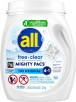 60-Count All Mighty Pacs Laundry Detergent, Free Clear for Sensitive Skin