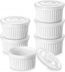 6-Pack 8-Oz vancasso Porcelain Creme Brulee Souffle Dishes w/ Lids (White)