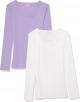 2-Pack Amazon Essentials Sweater for Women, Long Sleeve Slim-Fit Rib Scoop Neck (Lilac/White)