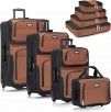 8-Piece Travel Select Amsterdam Softside Expandable Luggage with Rolling Wheels, Orange (15/21/25/29) w/ Packing Cubes