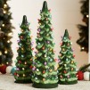 Set of 3 Best Choice Products Pre-Lit Hand-Painted Ceramic Tabletop Christmas Trees (2 Colors)