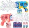 2-Pack  EagleStone Bubble Gun Machine for Kids w/ 4x Bottles + 10x Bags Refill Solution (Pink)