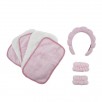 8-Piece Get Ready with Me Beauty Set w/ Spa Headband, Wrist Bands, & 5 Face Cloths (Pink & White)