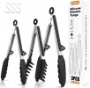 Stainless Steel&Silicone Food Tongs: 3-Piece (9", 9" and 12") $7.4, 2-Piece (9" and 12") $5.75