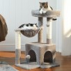29.5"  PAWZ Road Cat Tree Sisal Cat Scratching Posts Tower Hammock Top Perch for Indoor Cats (Gray)